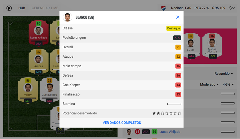 Screenshot jogo e-fut manager